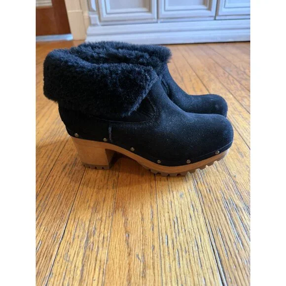 UGG THEBES WOMEN CLOG SUEDE BLACK US 8 /UK 6 /EU 39 EUC - Picture 11 of 12
